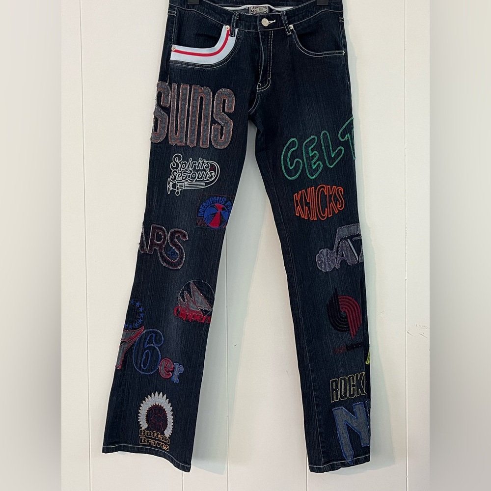 NBA Hardwood Classics Sports GIII By Carl Banks  Vintage Embroidered Jeans Sz 11